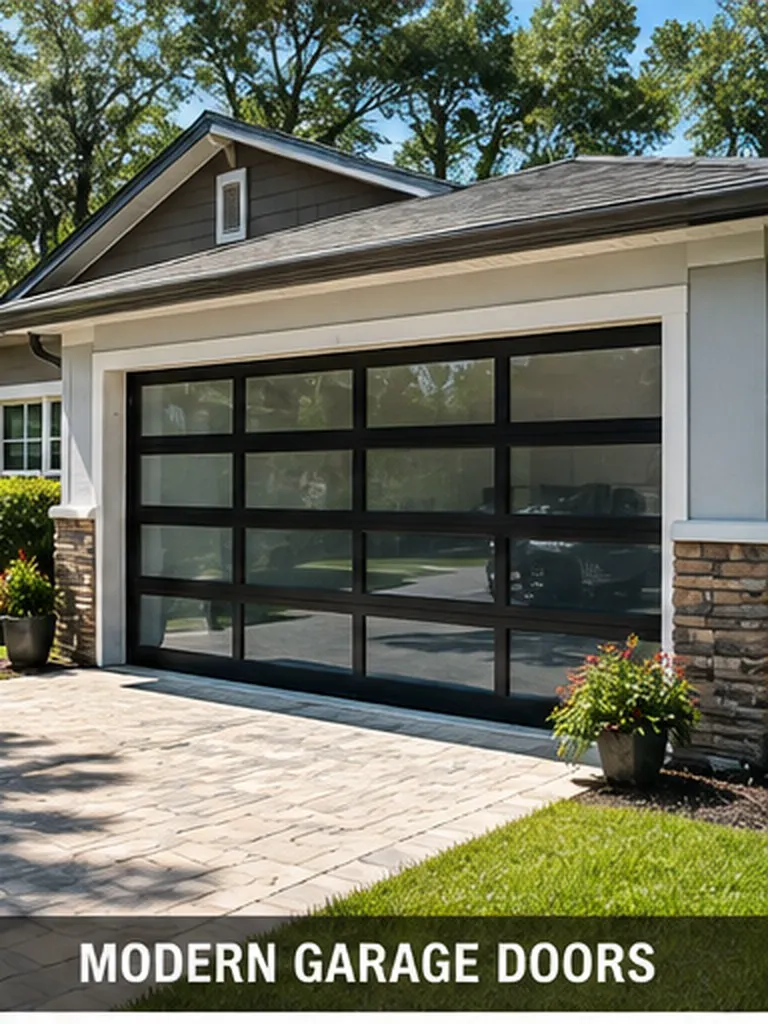Modern black garage door on a Florida home